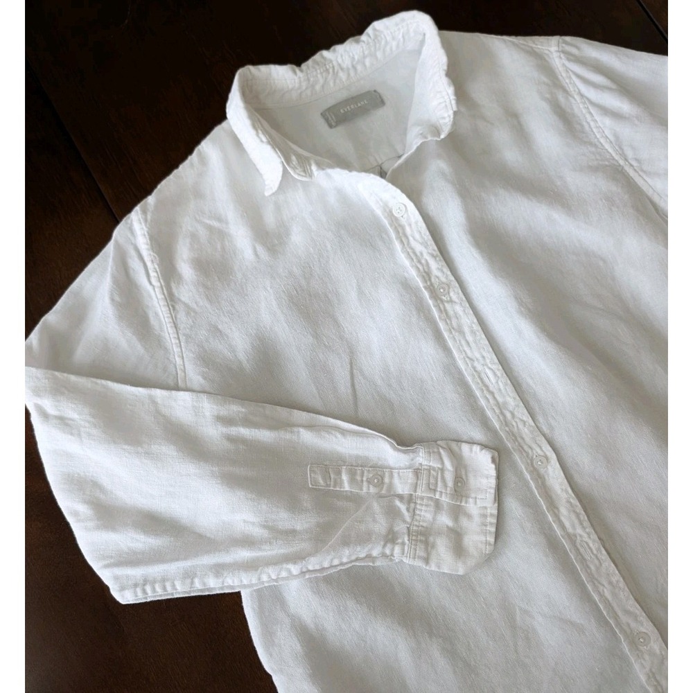 Everlane Linen Relaxed Shirt Women 6 White Button Down Long Sleeve TopClassic